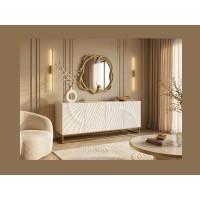 Buffet SILVA 177cm en bois massif de manguier blanc vu de côté