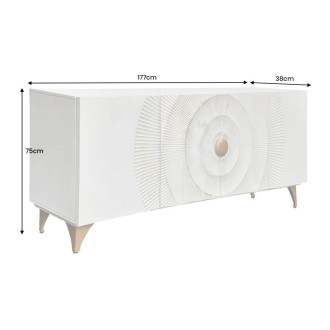 Buffet SOLARIS 177cm blanc et doré dimensions