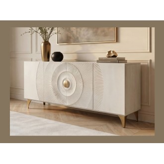 Buffet SOLARIS 177cm blanc et doré vu de côté