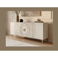 Buffet SOLARIS 177cm blanc et doré vu de côté