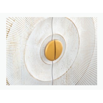 Zoom sur le détail rond du buffet SOLARIS 177cm blanc et doré