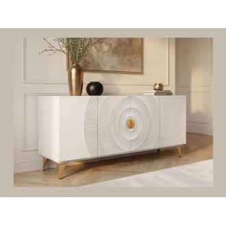 Buffet SOLARIS 177cm blanc et doré mis en situation