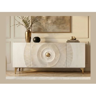Buffet SOLARIS 177cm blanc et doré vu de face