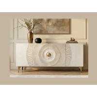 Buffet SOLARIS 177cm blanc et doré vu de face