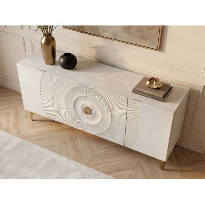 Buffet SOLARIS 177cm blanc et doré vu de haut