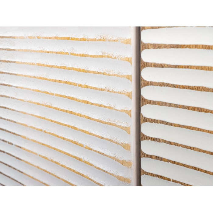 Zoom sur la jonction entre deux placards du buffet SOLARIS 177cm blanc et doré