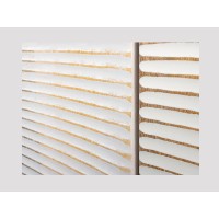 Zoom sur la jonction entre deux placards du buffet SOLARIS 177cm blanc et doré