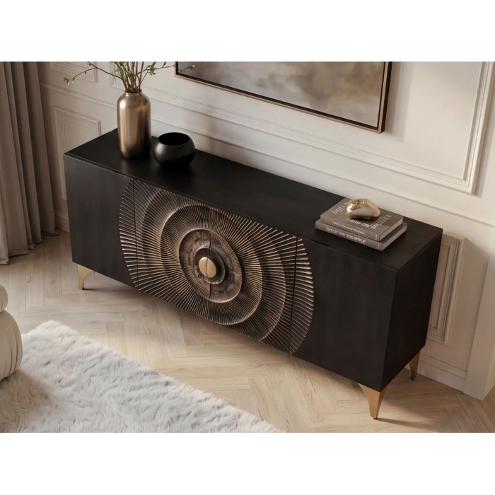 Buffet SOLARIS 177cm noir et doré vu de haut