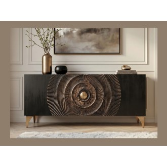 Buffet SOLARIS 177cm noir et doré mis en situation
