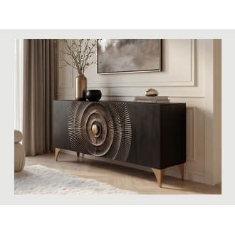 Buffet SOLARIS 177cm noir et doré vu de côté