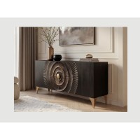 Buffet SOLARIS 177cm noir et doré vu de côté