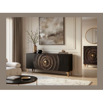 Buffet SOLARIS 177cm noir et doré vu avec un autre meuble de la collection