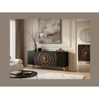 Buffet SOLARIS 177cm noir et doré vu avec un autre meuble de la collection