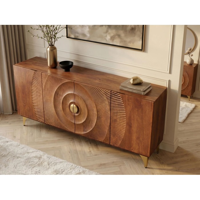 Buffet SOLARIS 177cm marron et doré vu de haut