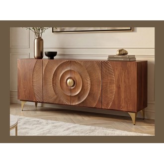 Buffet SOLARIS 177cm marron et doré mis en situation