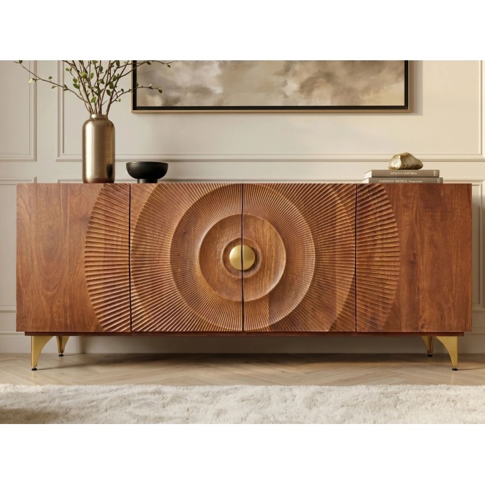 Buffet SOLARIS 177cm marron et doré vu de face