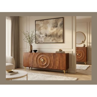 Buffet SOLARIS 177cm marron et doré vu avec un autre meuble de la collection