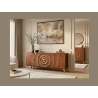Buffet SOLARIS 177cm marron et doré vu avec un autre meuble de la collection