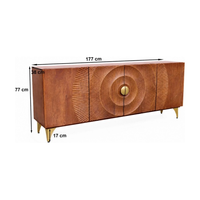 Buffet SOLARIS 177cm marron et doré dimensions