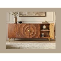 Buffet SOLARIS 177cm marron et doré avec placard de droite ouvert