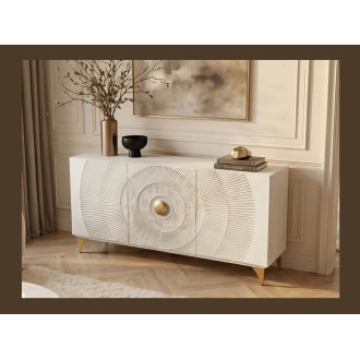 Buffet SOLARIS 140cm blanc et doré vu de côté