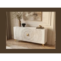 Buffet SOLARIS 140cm blanc et doré vu de côté