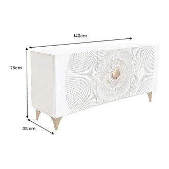 Buffet SOLARIS 140cm blanc et doré dimensions