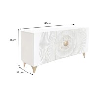 Buffet SOLARIS 140cm blanc et doré dimensions