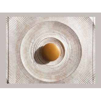 Zoom sur le détail rond du buffet SOLARIS 140cm blanc et doré