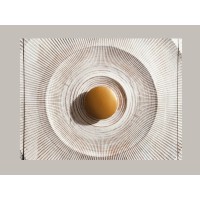 Zoom sur le détail rond du buffet SOLARIS 140cm blanc et doré