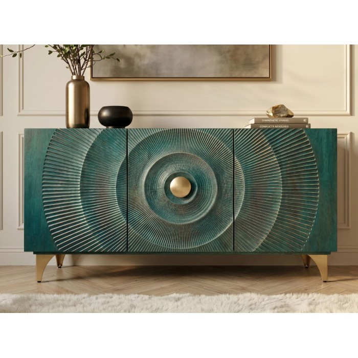 Buffet SOLARIS 140cm turquoise vu de face