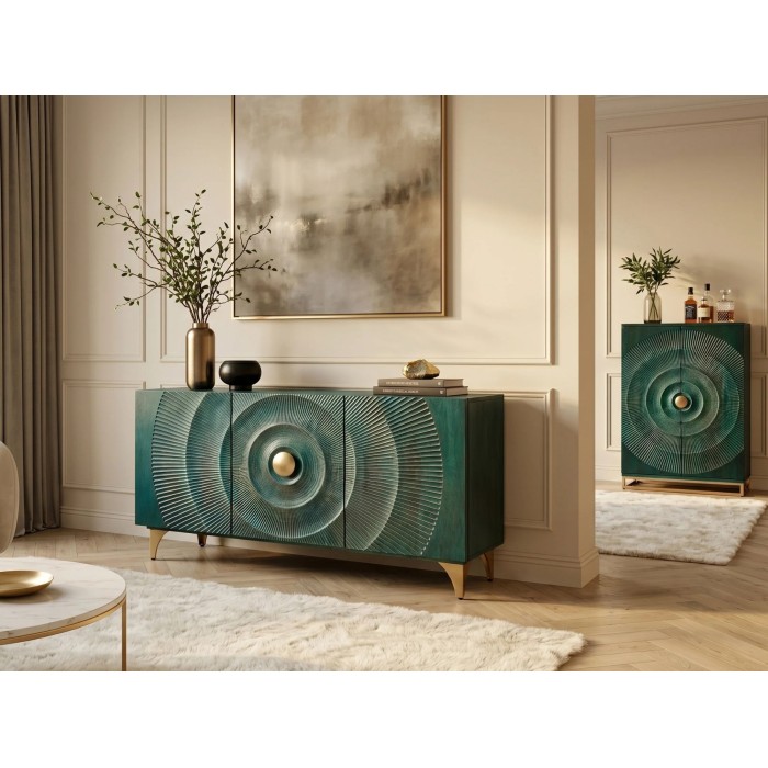 Buffet SOLARIS 140cm turquoise vu avec un autre meuble de la collection
