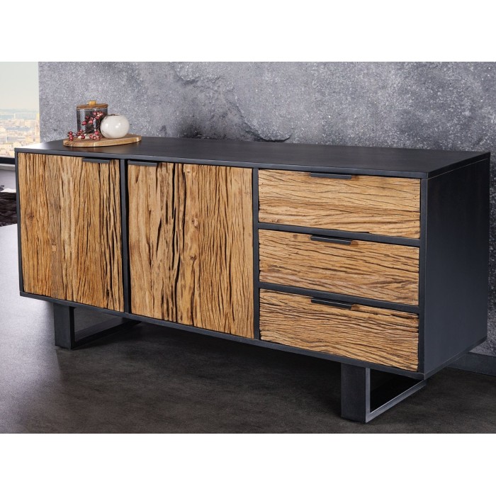 Buffet RAFTA 150cm en bois massif de teck et de manguier mis en situation