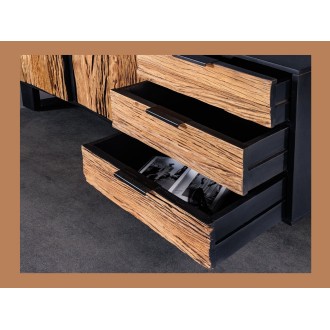 Buffet RAFTA 150cm en bois massif de teck et de manguier avec tiroirs ouverts
