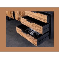 Buffet RAFTA 150cm en bois massif de teck et de manguier avec tiroirs ouverts