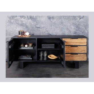 Buffet RAFTA 150cm en bois massif de teck et de manguier avec placards ouverts