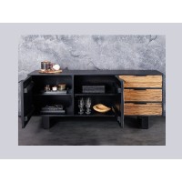 Buffet RAFTA 150cm en bois massif de teck et de manguier avec placards ouverts