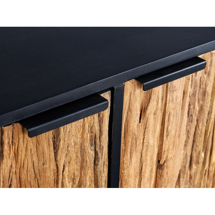Zoom sur les poignées du buffet RAFTA 150cm en bois massif de teck et de manguier