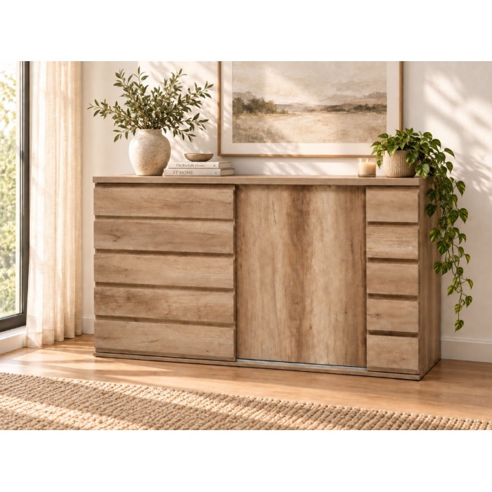 Buffet 2 puertas correderas ROMI - Color dab canyon - 160 x 99 x 55 cm