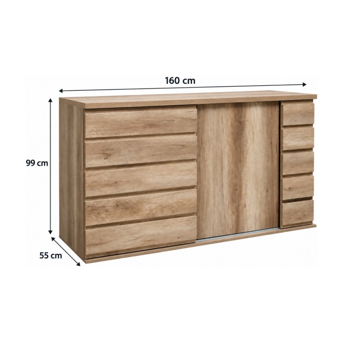 Buffet 2 puertas correderas ROMI - Color dab canyon - 160 x 99 x 55 cm