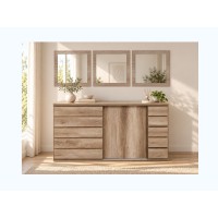 Buffet 2 puertas correderas ROMI - Color dab canyon - 160 x 99 x 55 cm
