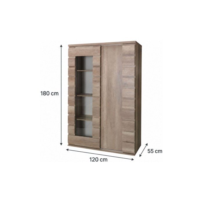 Vitrine ROMI 120cm partiellement vitrée dimensions