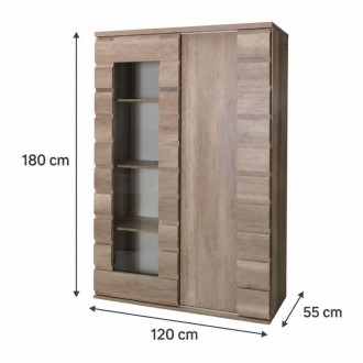 Vitrine ROMI 120cm partiellement vitrée dimensions