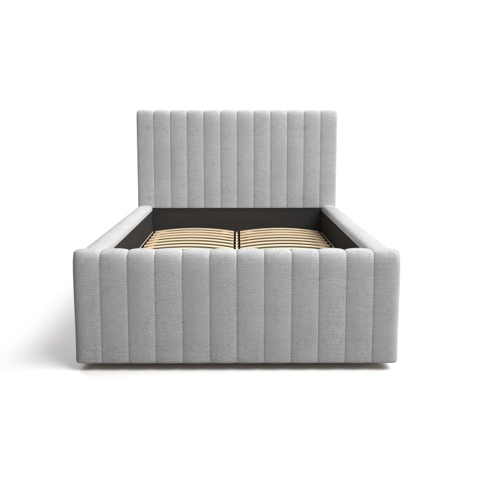Lit simple ELORIA 120x200 gris clair avec tête de lit capitonnée