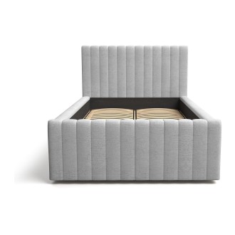 Lit simple ELORIA 120x200 gris clair avec tête de lit capitonnée