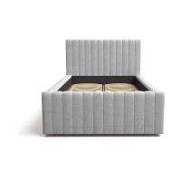Lit simple ELORIA 120x200 gris clair avec tête de lit capitonnée