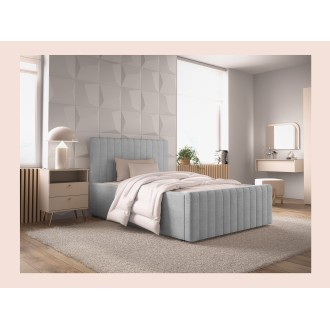 Lit simple ELORIA 120x200 gris clair avec tête de lit capitonnée