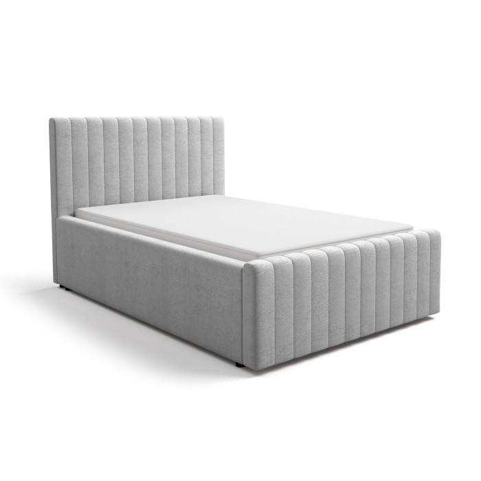 Lit simple ELORIA 120x200 gris clair avec tête de lit capitonnée