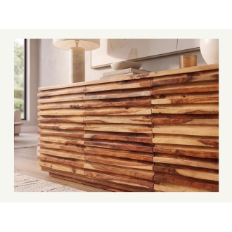Zoom sur la façade du buffet SAVANA 160cm en bois de sheesham vu de côté