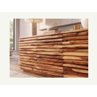 Zoom sur la façade du buffet SAVANA 160cm en bois de sheesham vu de côté